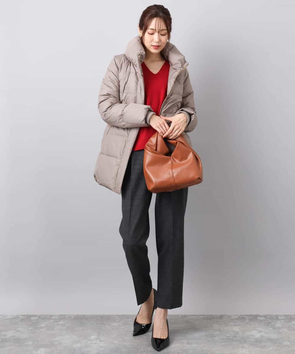 FKVAD52310 MK MICHEL KLEIN(MK ミッシェルクラン) ベーシックタフタ ミドルダウンコート/撥水加工 モカ