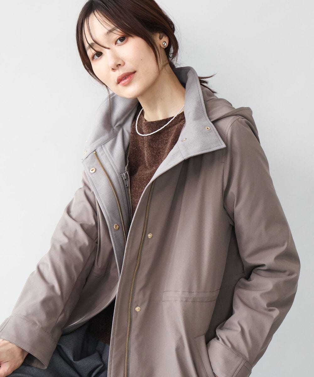 FKVAG42380 MK MICHEL KLEIN(MK ミッシェルクラン) [撥水/リサイクルダウン]ダウンライナー付きフーデットコート ベージュ