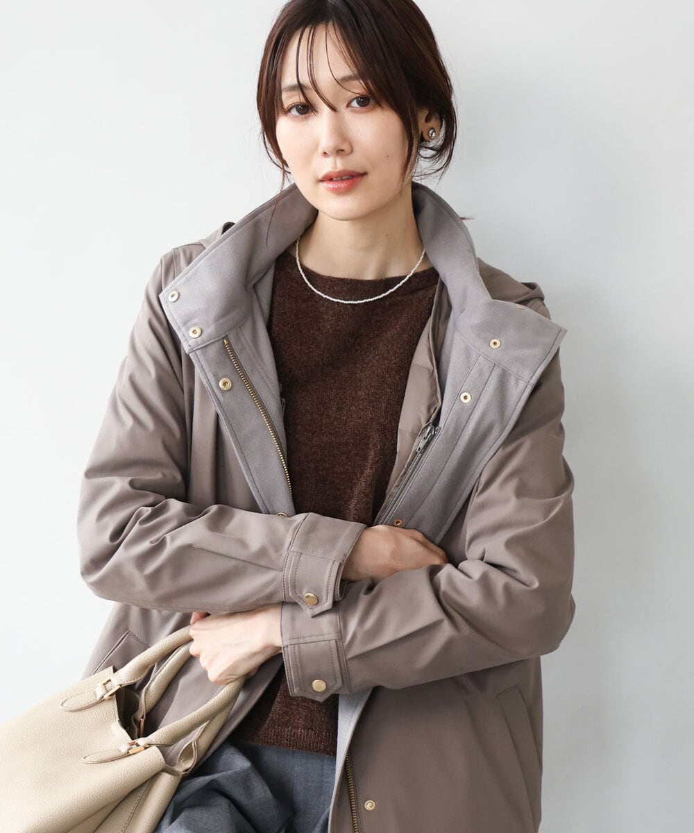 FKVAG42380 MK MICHEL KLEIN(MK ミッシェルクラン) [撥水/リサイクルダウン]ダウンライナー付きフーデットコート ベージュ