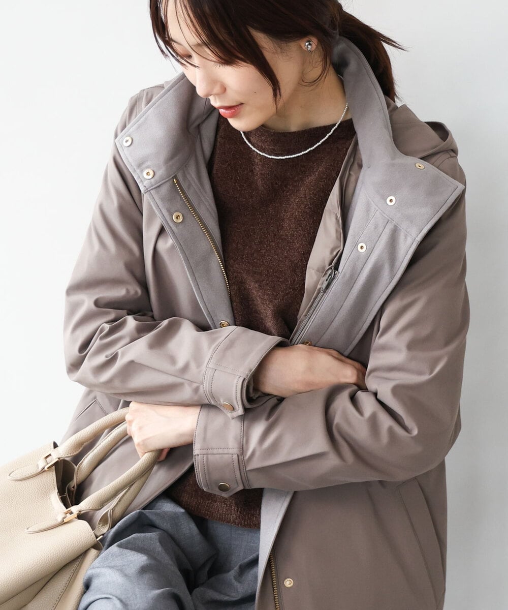 FKVAG42380 MK MICHEL KLEIN(MK ミッシェルクラン) [撥水/リサイクルダウン]ダウンライナー付きフーデットコート ベージュ