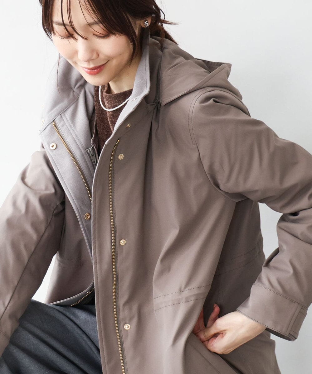 FKVAG42380 MK MICHEL KLEIN(MK ミッシェルクラン) [撥水/リサイクルダウン]ダウンライナー付きフーデットコート モカ