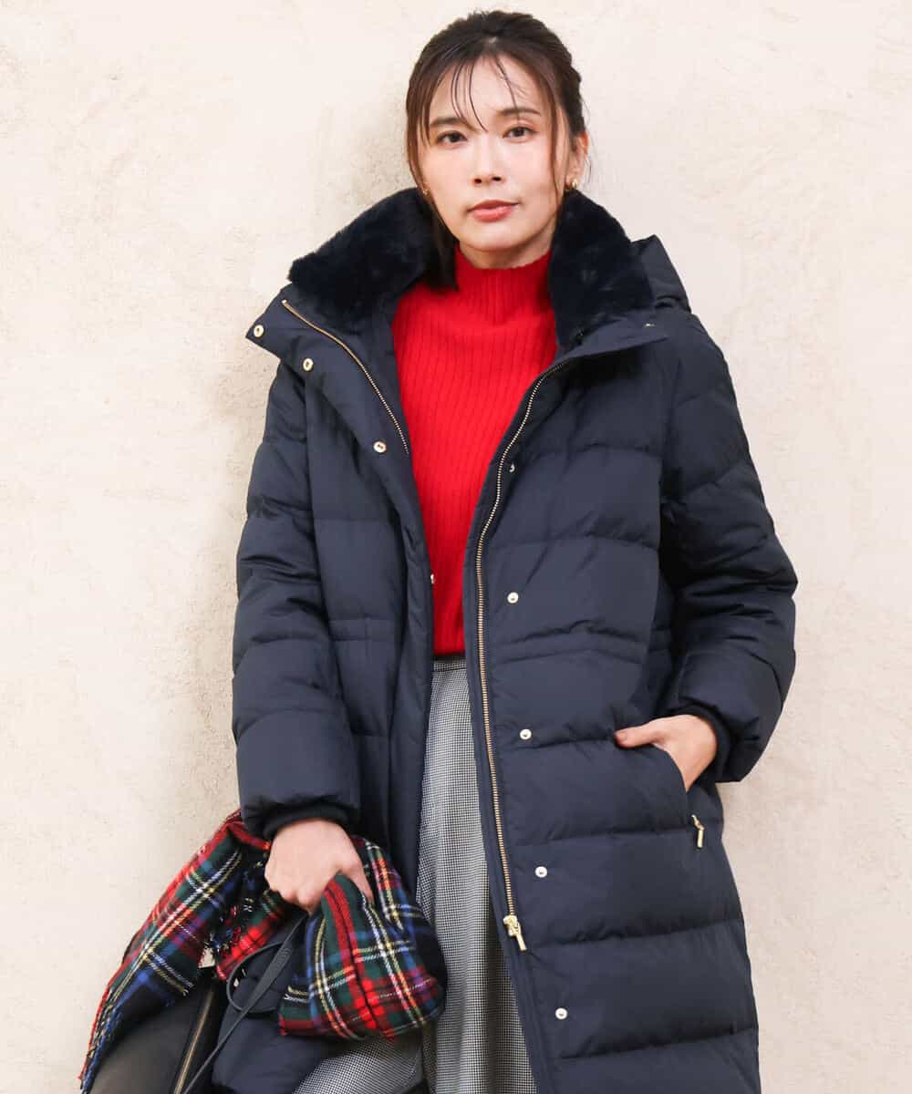 FKVAG50370 MK MICHEL KLEIN(MK ミッシェルクラン) [撥水/リサイクルダウン]ベーシックタフタロングダウンコート アイボリー