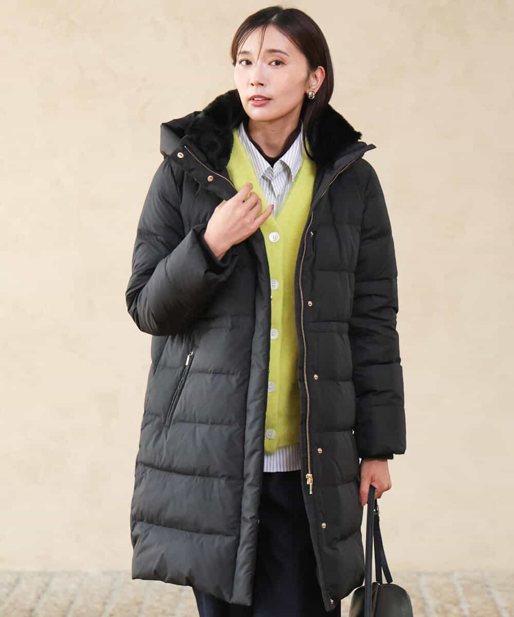 FKVAG50370 MK MICHEL KLEIN(MK ミッシェルクラン) [撥水/リサイクルダウン]ベーシックタフタロングダウンコート アイボリー