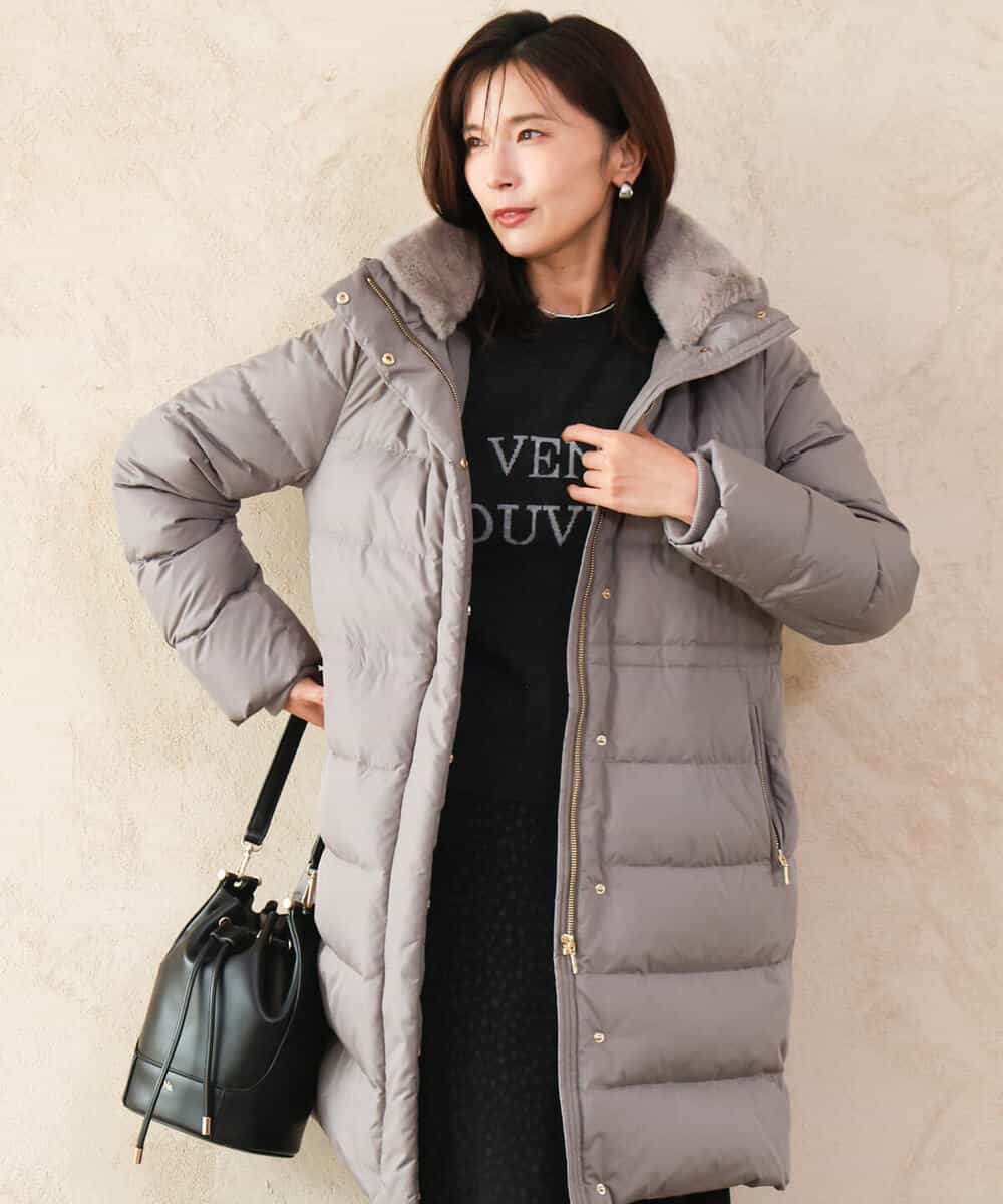 FKVAG50370 MK MICHEL KLEIN(MK ミッシェルクラン) [撥水/リサイクルダウン]ベーシックタフタロングダウンコート アイボリー