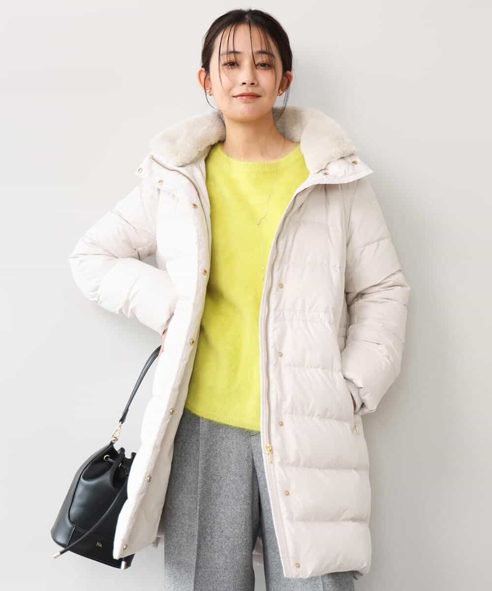 FKVAG50370 MK MICHEL KLEIN(MK ミッシェルクラン) [撥水/リサイクルダウン]ベーシックタフタロングダウンコート アイボリー