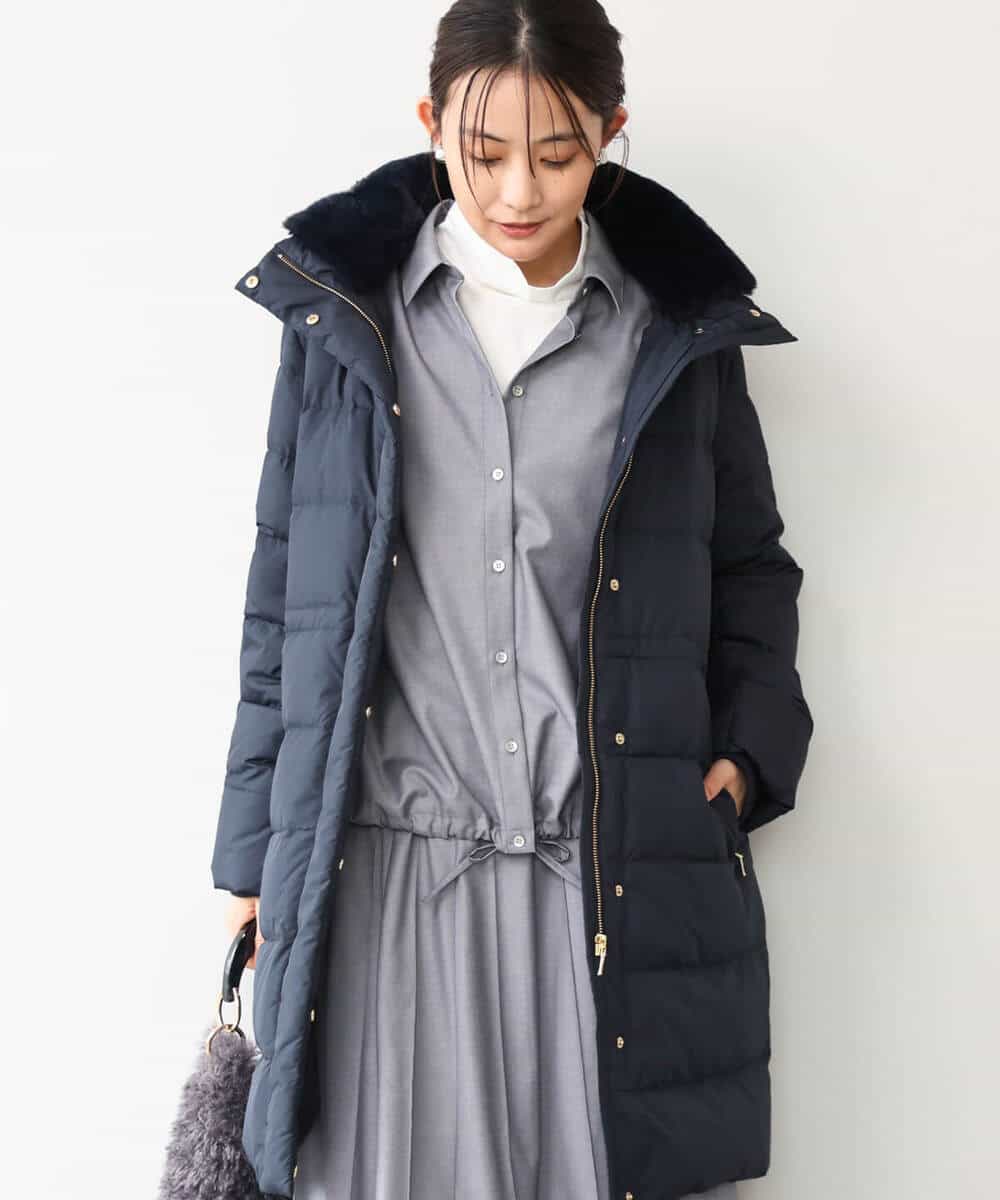 FKVAG50370 MK MICHEL KLEIN(MK ミッシェルクラン) [撥水/リサイクルダウン]ベーシックタフタロングダウンコート アイボリー