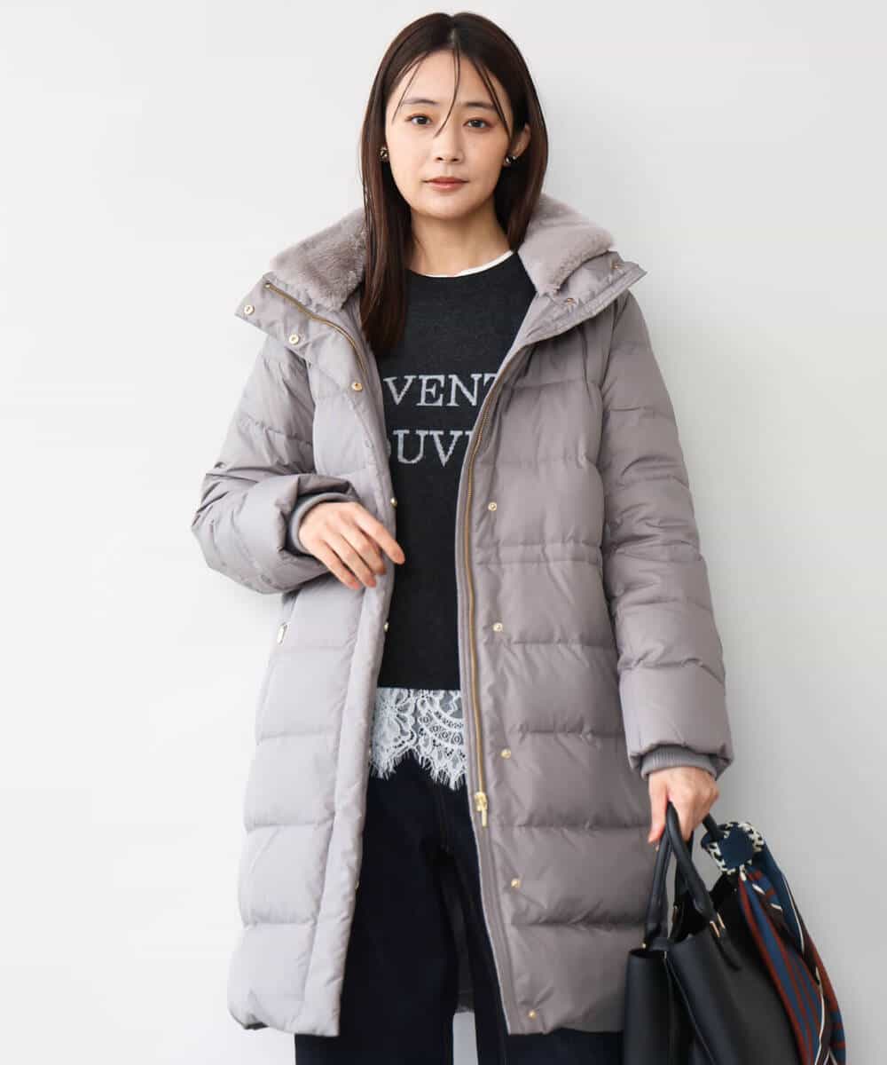 FKVAG50370 MK MICHEL KLEIN(MK ミッシェルクラン) [撥水/リサイクルダウン]ベーシックタフタロングダウンコート アイボリー