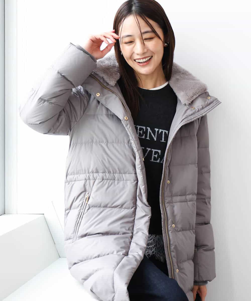 FKVAG50370 MK MICHEL KLEIN(MK ミッシェルクラン) [撥水/リサイクルダウン]ベーシックタフタロングダウンコート アイボリー