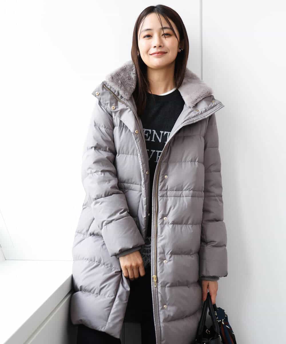 FKVAG50370 MK MICHEL KLEIN(MK ミッシェルクラン) [撥水/リサイクルダウン]ベーシックタフタロングダウンコート アイボリー