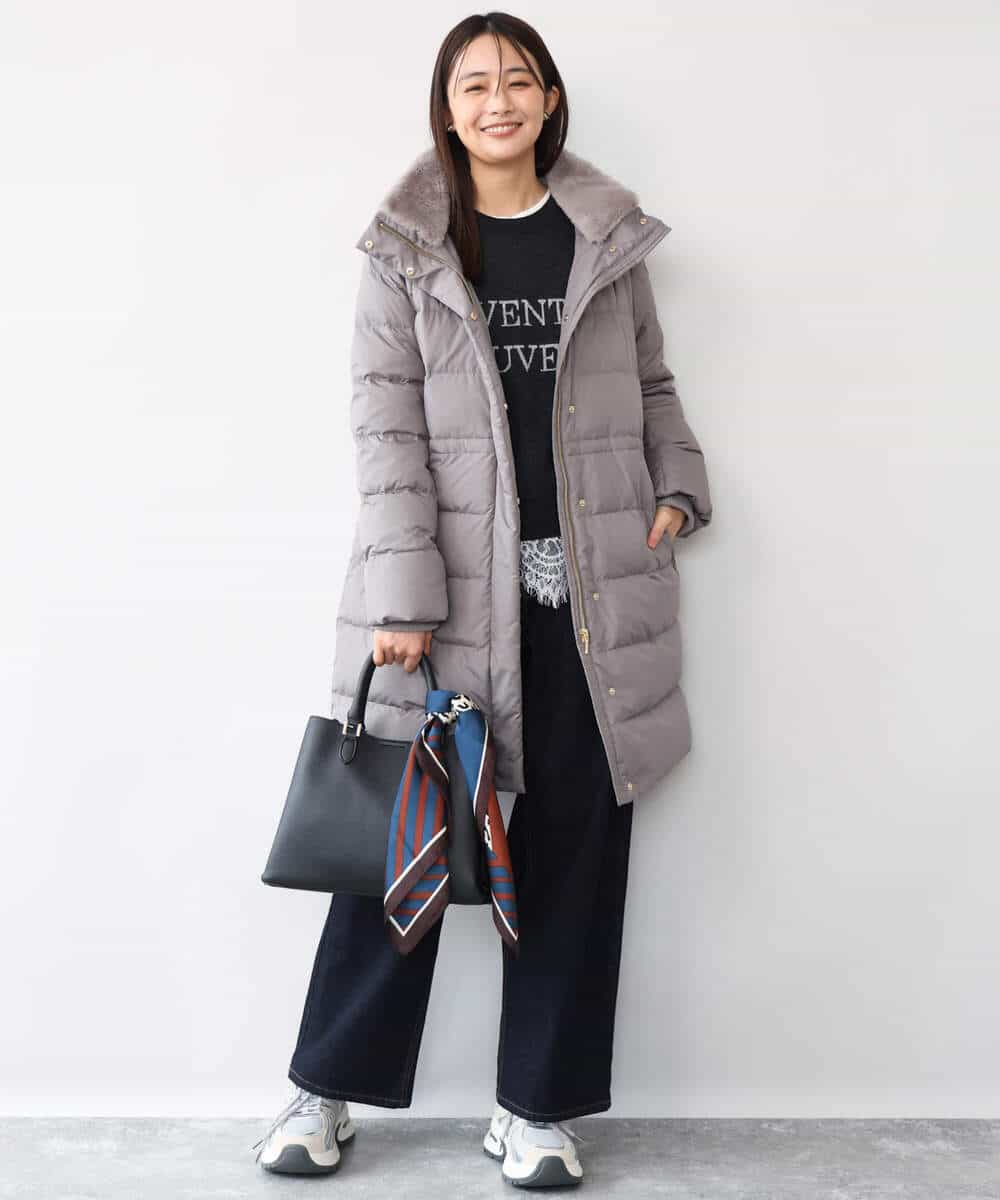 FKVAG50370 MK MICHEL KLEIN(MK ミッシェルクラン) [撥水/リサイクルダウン]ベーシックタフタロングダウンコート アイボリー