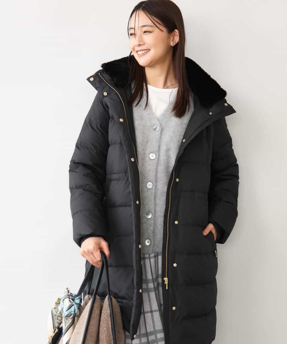 FKVAG50370 MK MICHEL KLEIN(MK ミッシェルクラン) [撥水/リサイクルダウン]ベーシックタフタロングダウンコート アイボリー