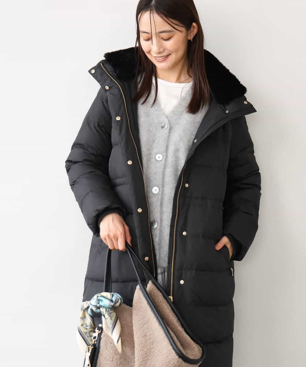 FKVAG50370 MK MICHEL KLEIN(MK ミッシェルクラン) [撥水/リサイクルダウン]ベーシックタフタロングダウンコート アイボリー