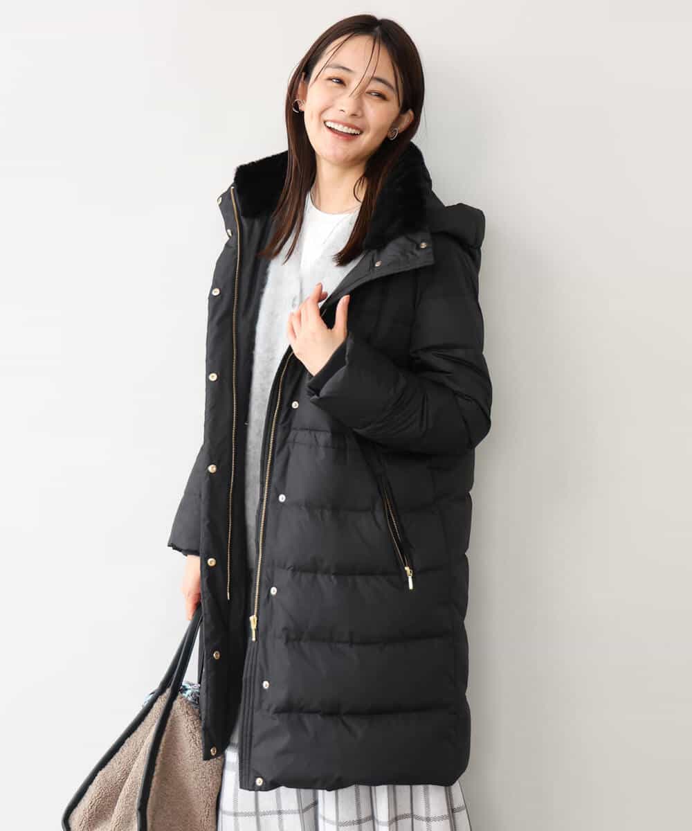 FKVAG50370 MK MICHEL KLEIN(MK ミッシェルクラン) [撥水/リサイクルダウン]ベーシックタフタロングダウンコート アイボリー