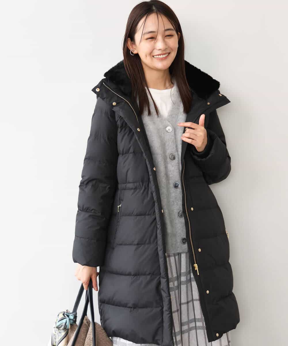 FKVAG50370 MK MICHEL KLEIN(MK ミッシェルクラン) [撥水/リサイクルダウン]ベーシックタフタロングダウンコート アイボリー