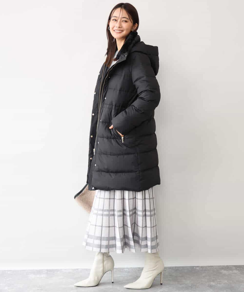 FKVAG50370 MK MICHEL KLEIN(MK ミッシェルクラン) [撥水/リサイクルダウン]ベーシックタフタロングダウンコート アイボリー