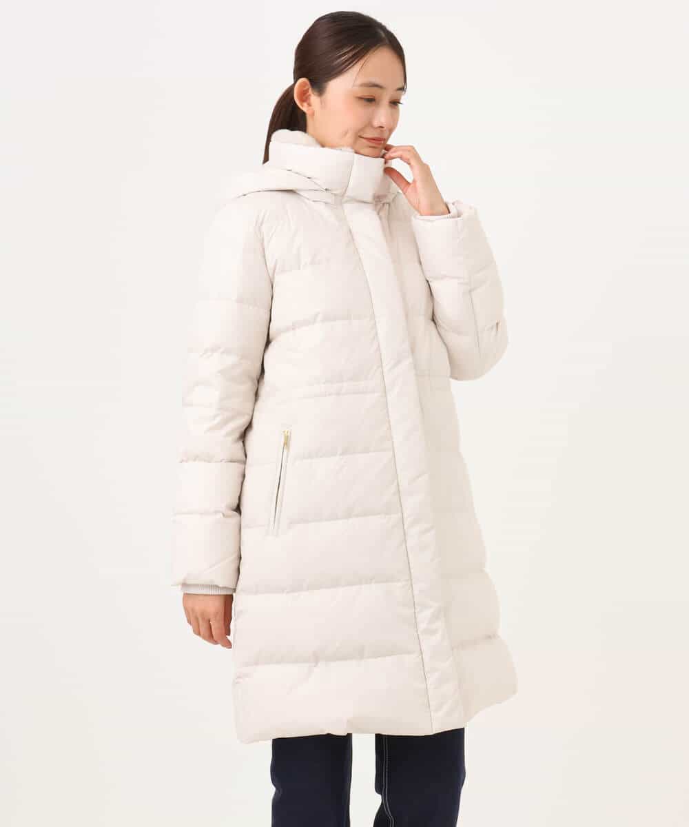 FKVAG50370 MK MICHEL KLEIN(MK ミッシェルクラン) [撥水/リサイクルダウン]ベーシックタフタロングダウンコート アイボリー