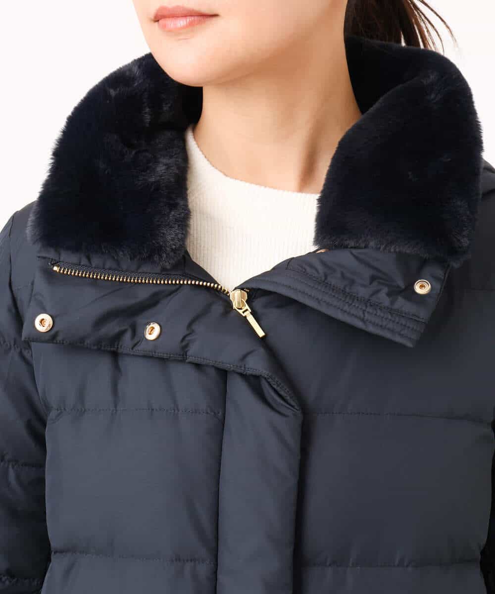 FKVAG50370 MK MICHEL KLEIN(MK ミッシェルクラン) [撥水/リサイクルダウン]ベーシックタフタロングダウンコート アイボリー