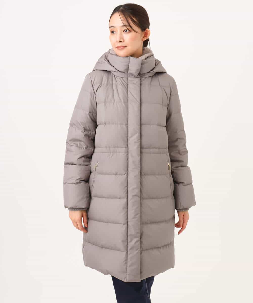 FKVAG50370 MK MICHEL KLEIN(MK ミッシェルクラン) [撥水/リサイクルダウン]ベーシックタフタロングダウンコート アイボリー