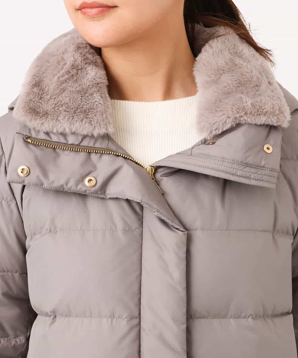 FKVAG50370 MK MICHEL KLEIN(MK ミッシェルクラン) [撥水/リサイクルダウン]ベーシックタフタロングダウンコート アイボリー