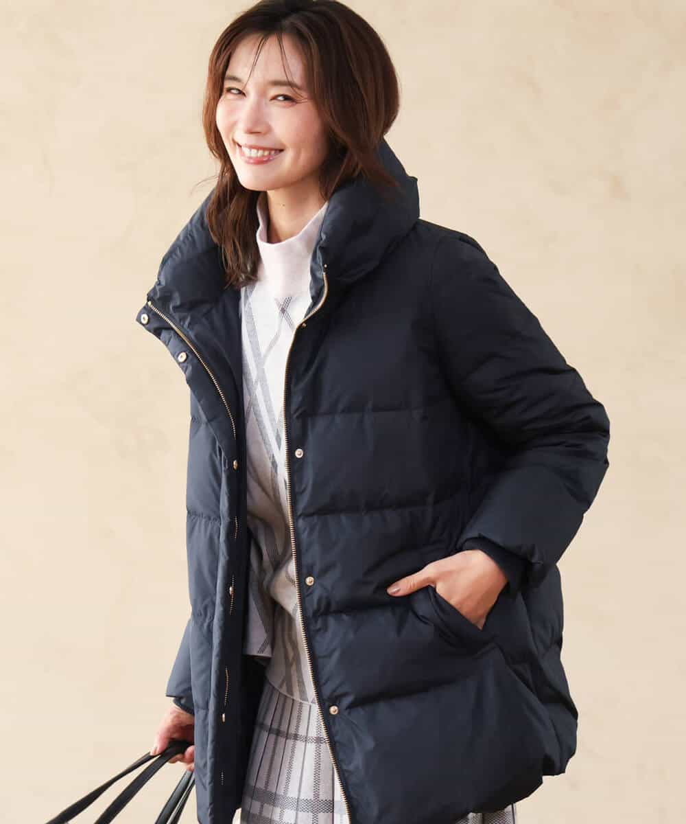 FKVAG52340 MK MICHEL KLEIN(MK ミッシェルクラン) [撥水/リサイクルダウン]ベーシックタフタミドルダウンコート ネイビー