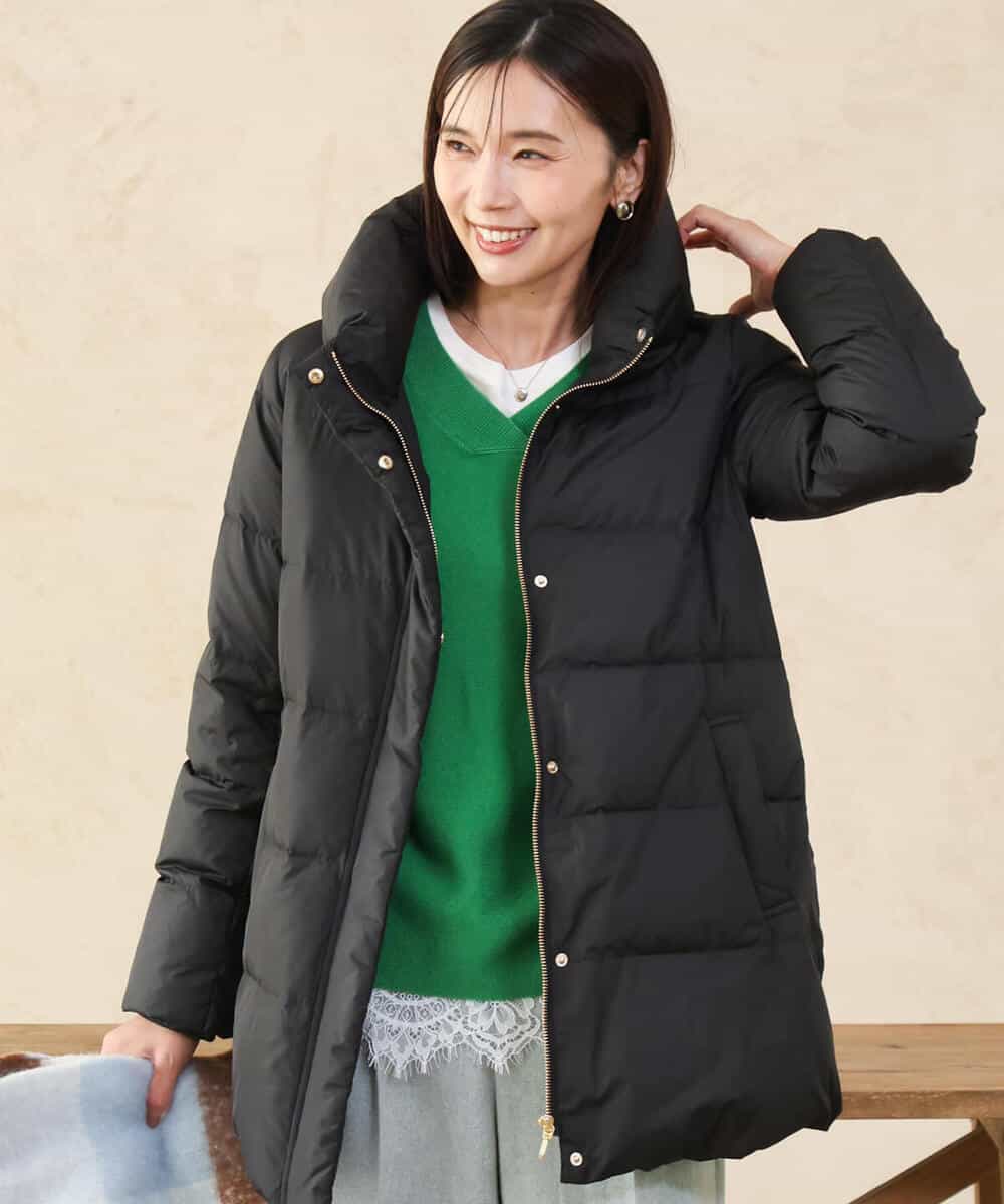 FKVAG52340 MK MICHEL KLEIN(MK ミッシェルクラン) [撥水/リサイクルダウン]ベーシックタフタミドルダウンコート ネイビー