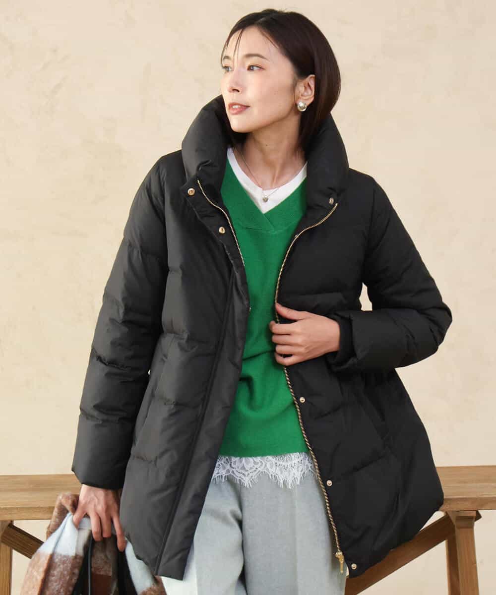 FKVAG52340 MK MICHEL KLEIN(MK ミッシェルクラン) [撥水/リサイクルダウン]ベーシックタフタミドルダウンコート ネイビー