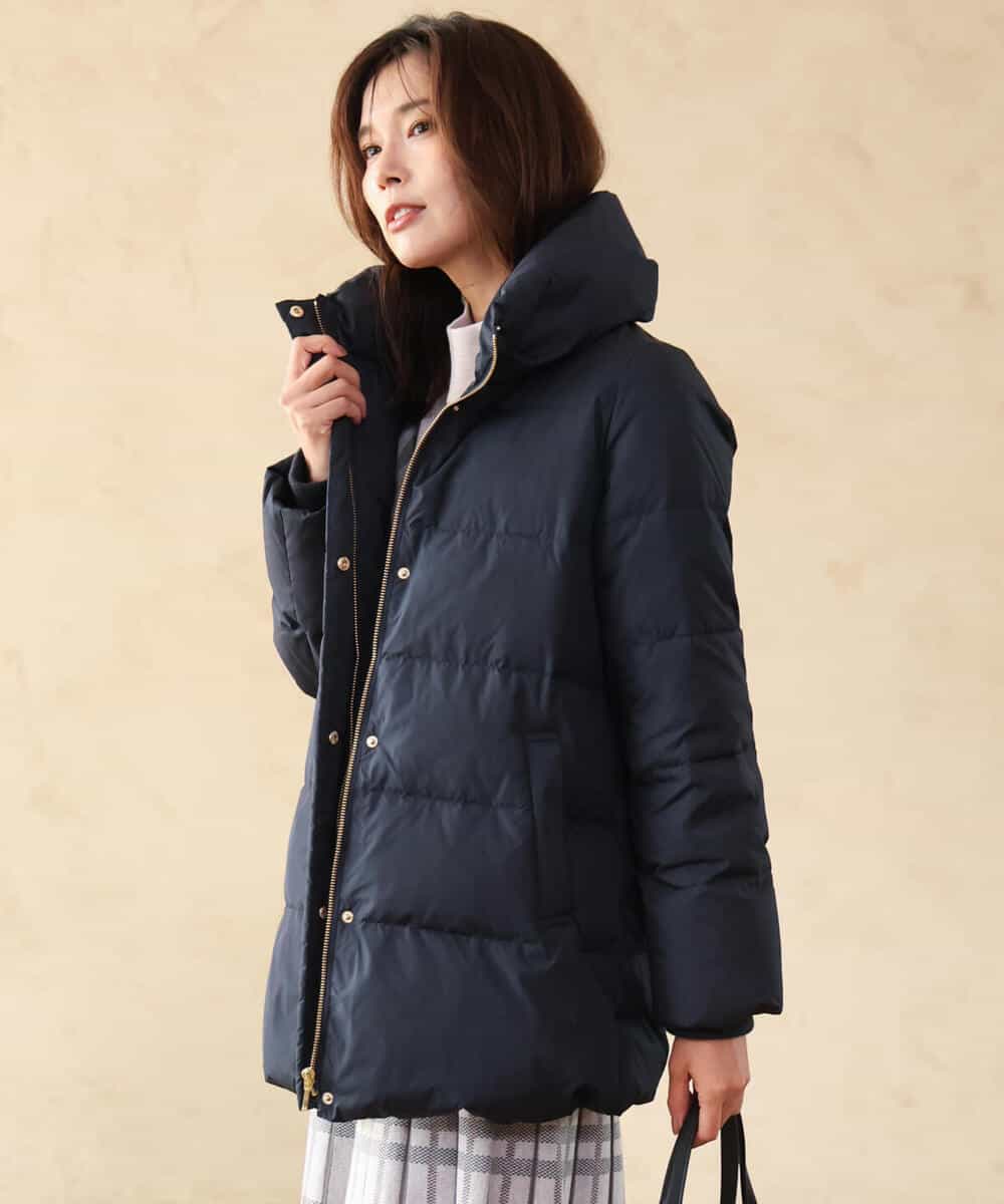 FKVAG52340 MK MICHEL KLEIN(MK ミッシェルクラン) [撥水/リサイクルダウン]ベーシックタフタミドルダウンコート ネイビー