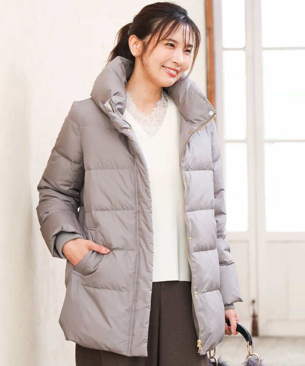 FKVAG52340 MK MICHEL KLEIN(MK ミッシェルクラン) [撥水/リサイクルダウン]ベーシックタフタミドルダウンコート ネイビー