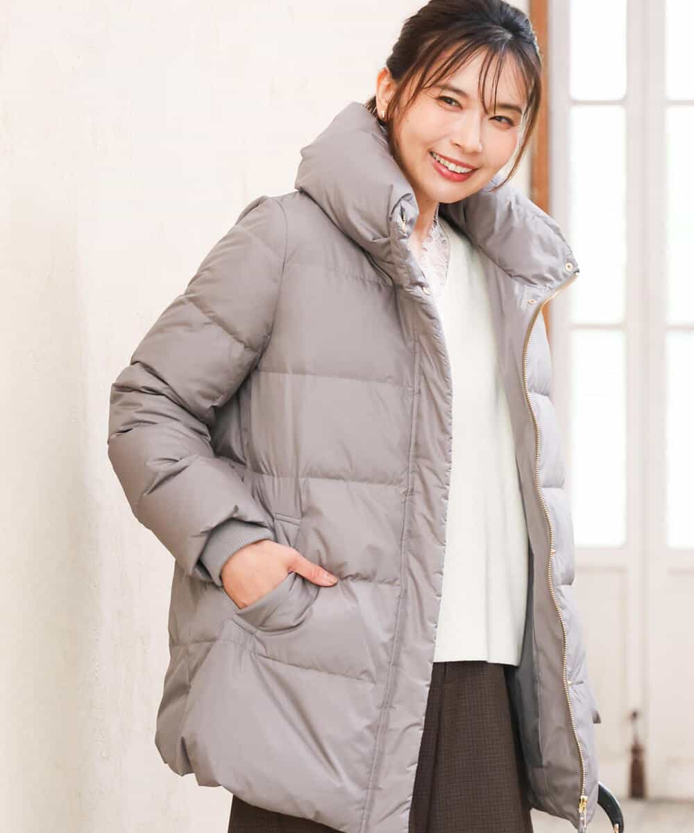 FKVAG52340 MK MICHEL KLEIN(MK ミッシェルクラン) [撥水/リサイクルダウン]ベーシックタフタミドルダウンコート ネイビー