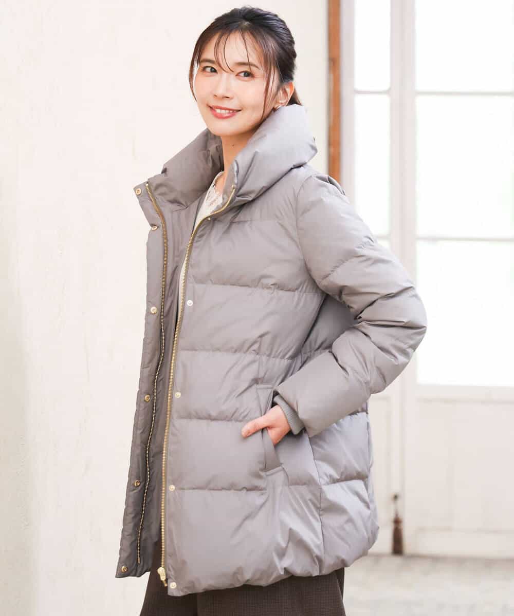 FKVAG52340 MK MICHEL KLEIN(MK ミッシェルクラン) [撥水/リサイクルダウン]ベーシックタフタミドルダウンコート ネイビー