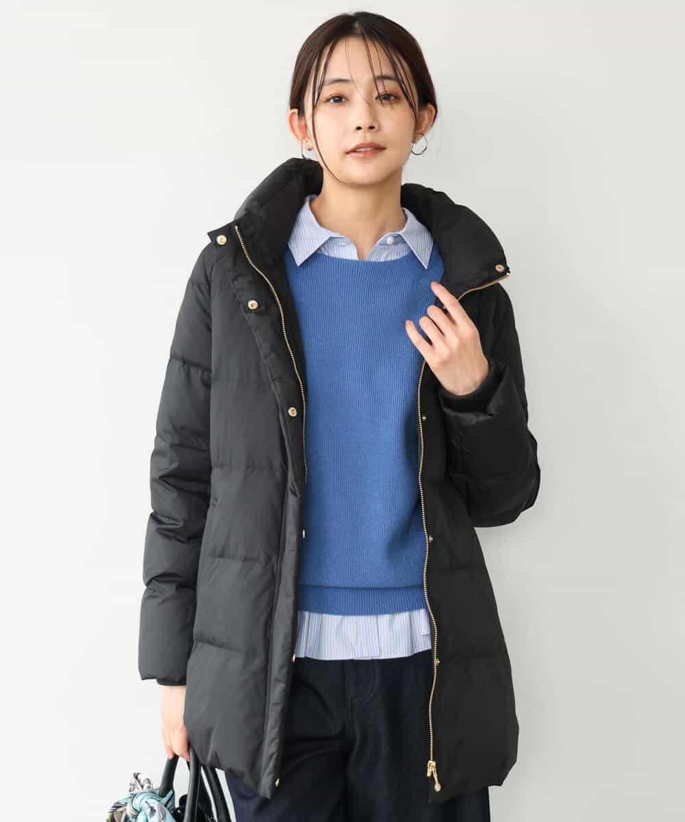 FKVAG52340 MK MICHEL KLEIN(MK ミッシェルクラン) [撥水/リサイクルダウン]ベーシックタフタミドルダウンコート ネイビー