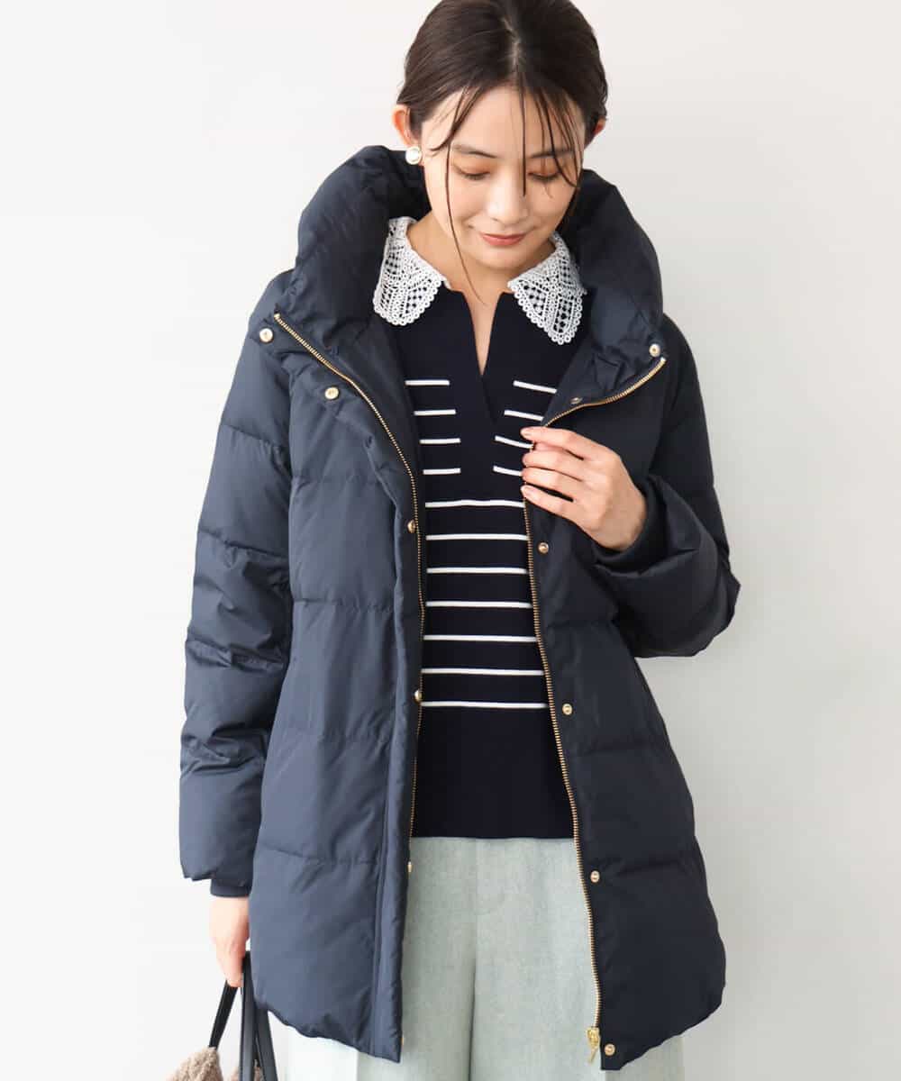 FKVAG52340 MK MICHEL KLEIN(MK ミッシェルクラン) [撥水/リサイクルダウン]ベーシックタフタミドルダウンコート ネイビー