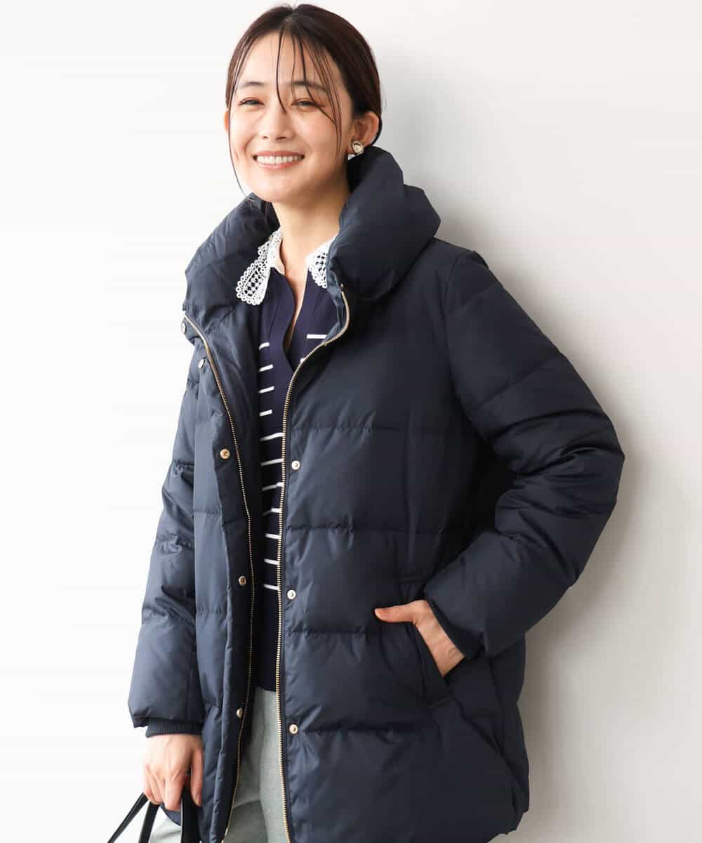 FKVAG52340 MK MICHEL KLEIN(MK ミッシェルクラン) [撥水/リサイクルダウン]ベーシックタフタミドルダウンコート ネイビー