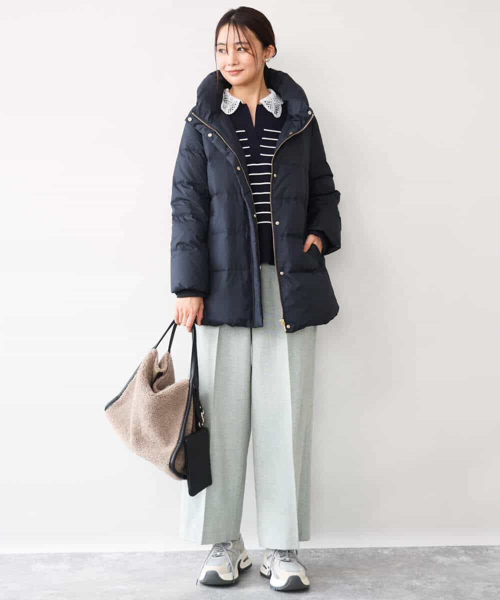 FKVAG52340 MK MICHEL KLEIN(MK ミッシェルクラン) [撥水/リサイクルダウン]ベーシックタフタミドルダウンコート ネイビー