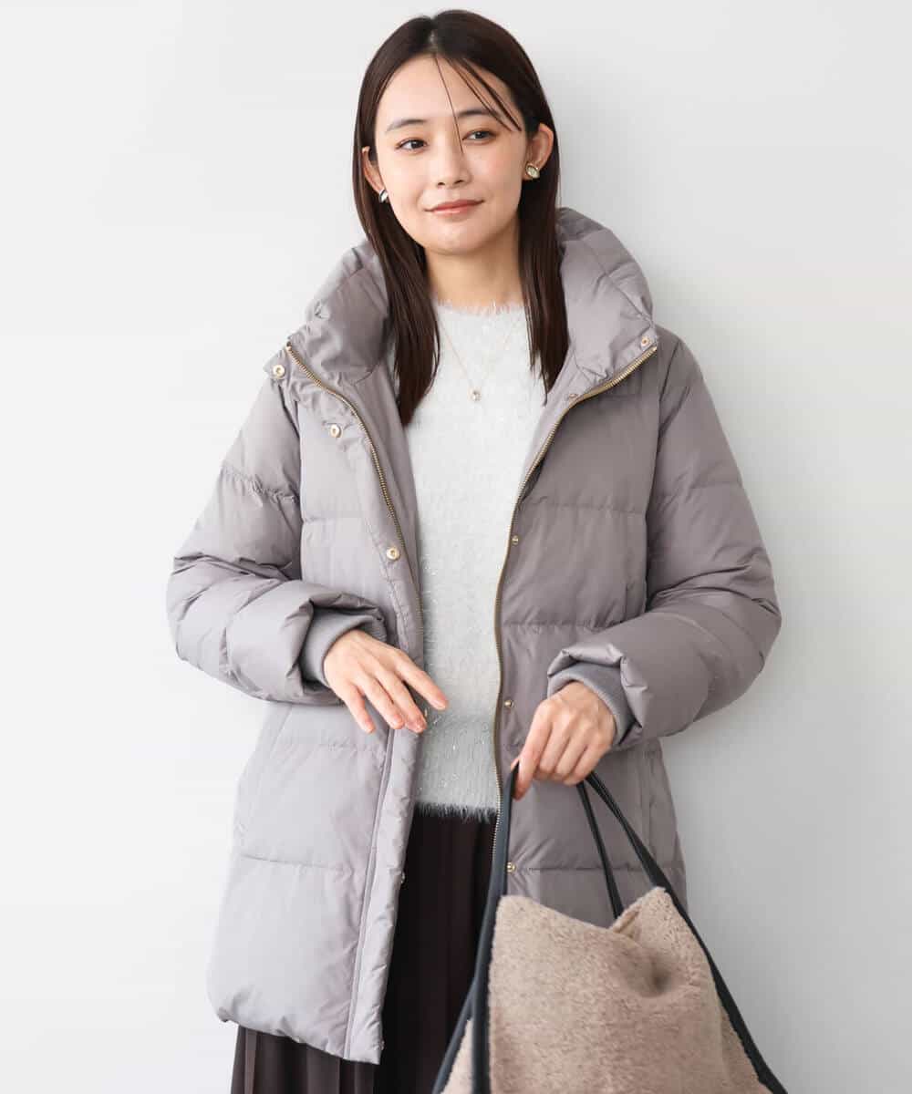 FKVAG52340 MK MICHEL KLEIN(MK ミッシェルクラン) [撥水/リサイクルダウン]ベーシックタフタミドルダウンコート ネイビー