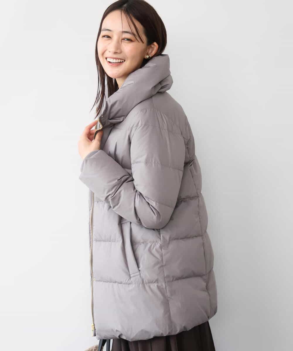 FKVAG52340 MK MICHEL KLEIN(MK ミッシェルクラン) [撥水/リサイクルダウン]ベーシックタフタミドルダウンコート ネイビー