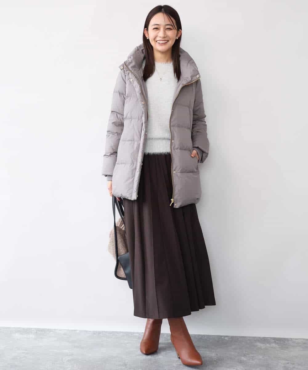 FKVAG52340 MK MICHEL KLEIN(MK ミッシェルクラン) [撥水/リサイクルダウン]ベーシックタフタミドルダウンコート ネイビー