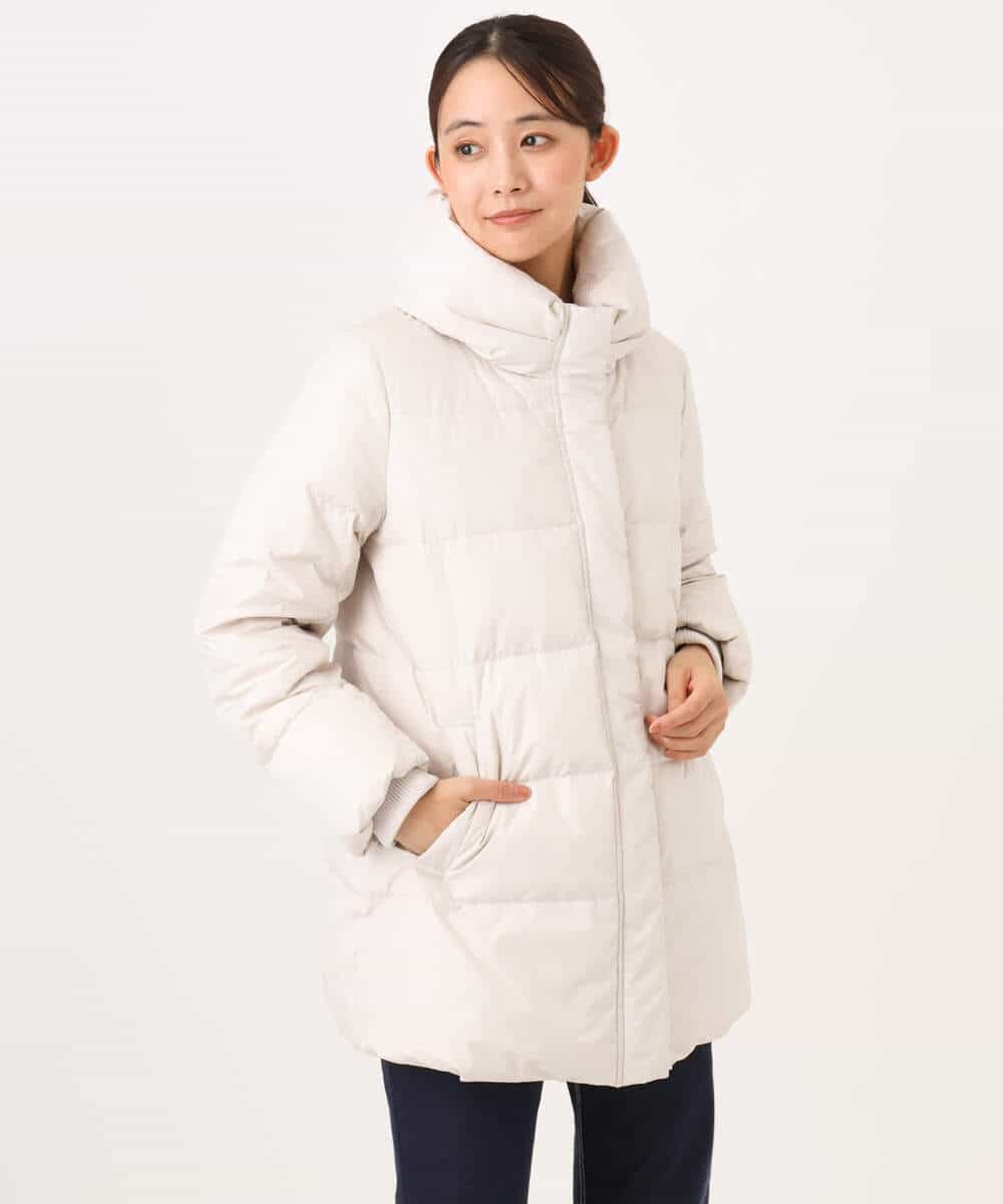 FKVAG52340 MK MICHEL KLEIN(MK ミッシェルクラン) [撥水/リサイクルダウン]ベーシックタフタミドルダウンコート ネイビー