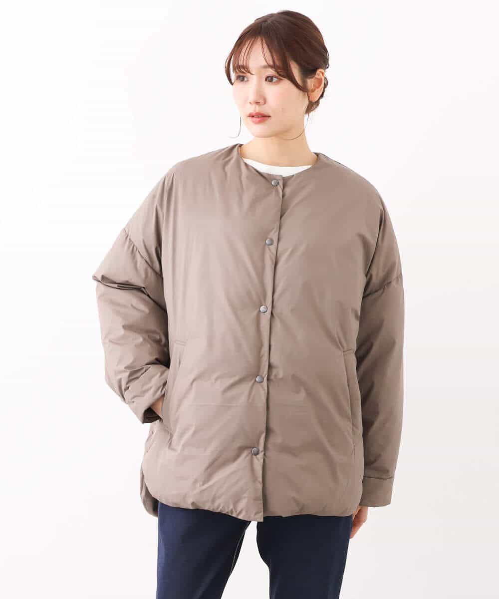 FKVAV46260 MK MICHEL KLEIN(MK ミッシェルクラン) マフラー付きノーカラー中綿コート モカ