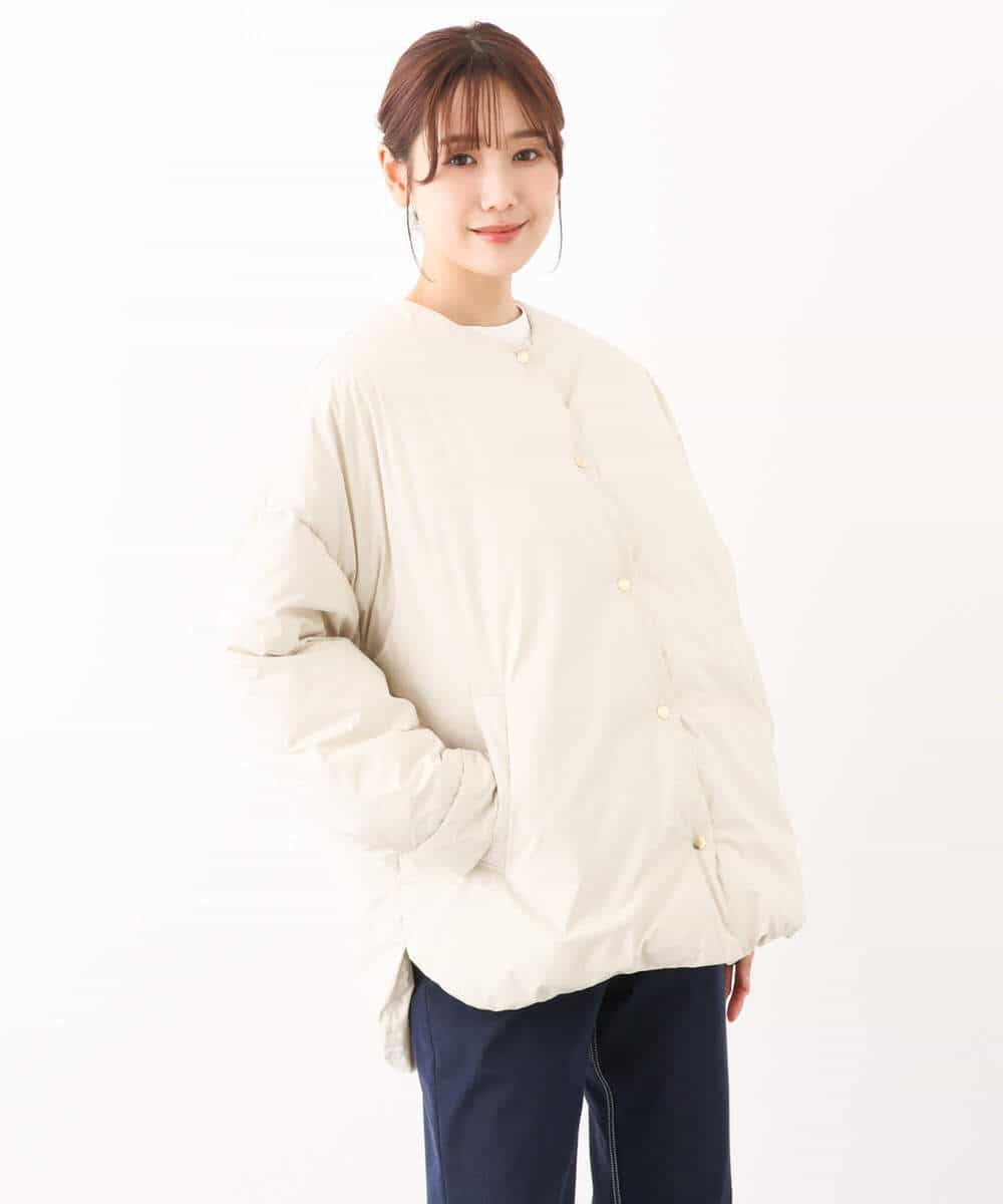 FKVAV46260 MK MICHEL KLEIN(MK ミッシェルクラン) マフラー付きノーカラー中綿コート モカ