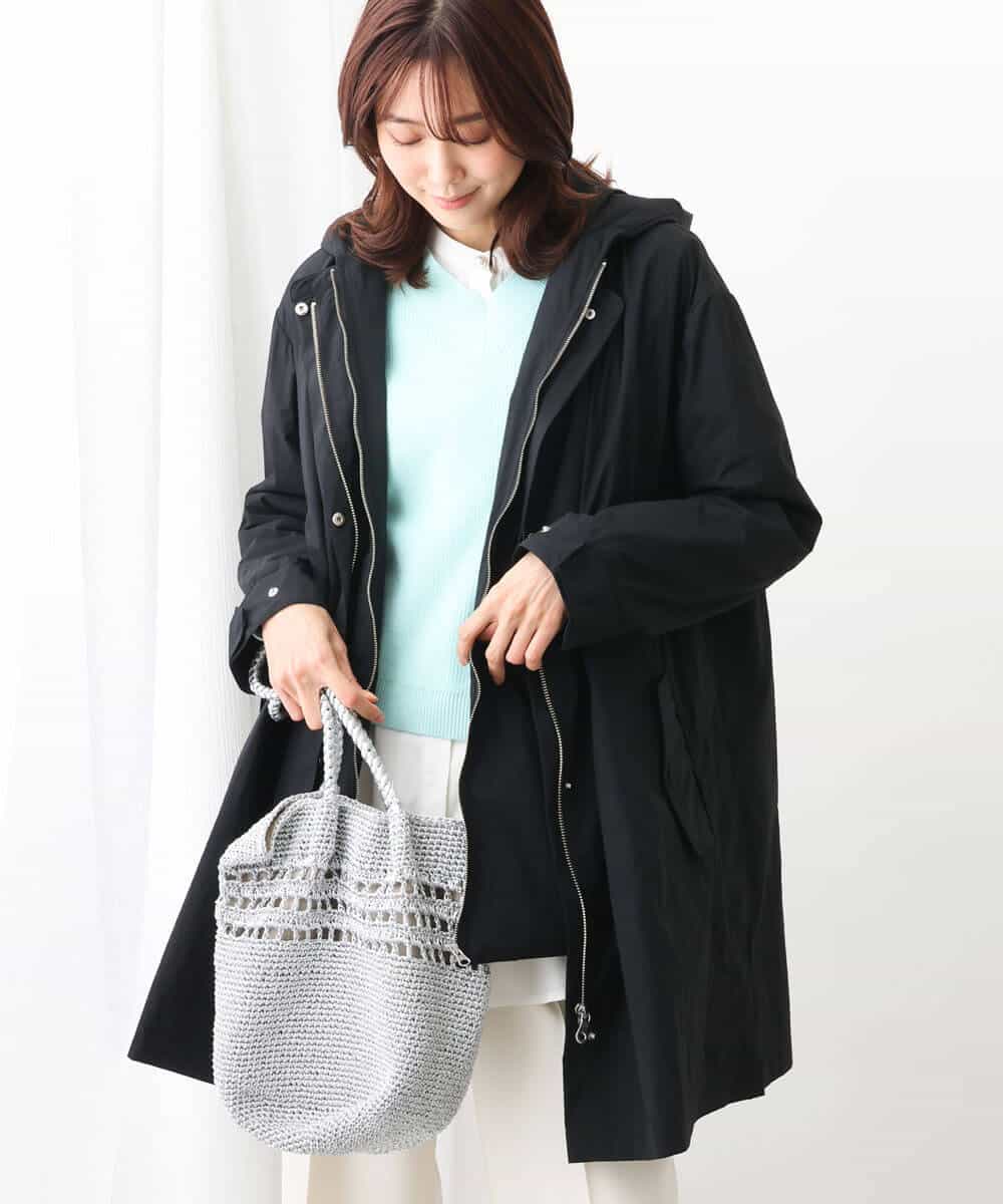 FKVDV10380 MK MICHEL KLEIN(MK ミッシェルクラン) ノーカラーナイロンコート×フード付き中綿ジレ ツインセット/3way アイボリー