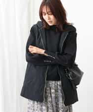 FKVDV10380 MK MICHEL KLEIN(MK ミッシェルクラン) ノーカラーナイロンコート×フード付き中綿ジレ ツインセット/3way アイボリー