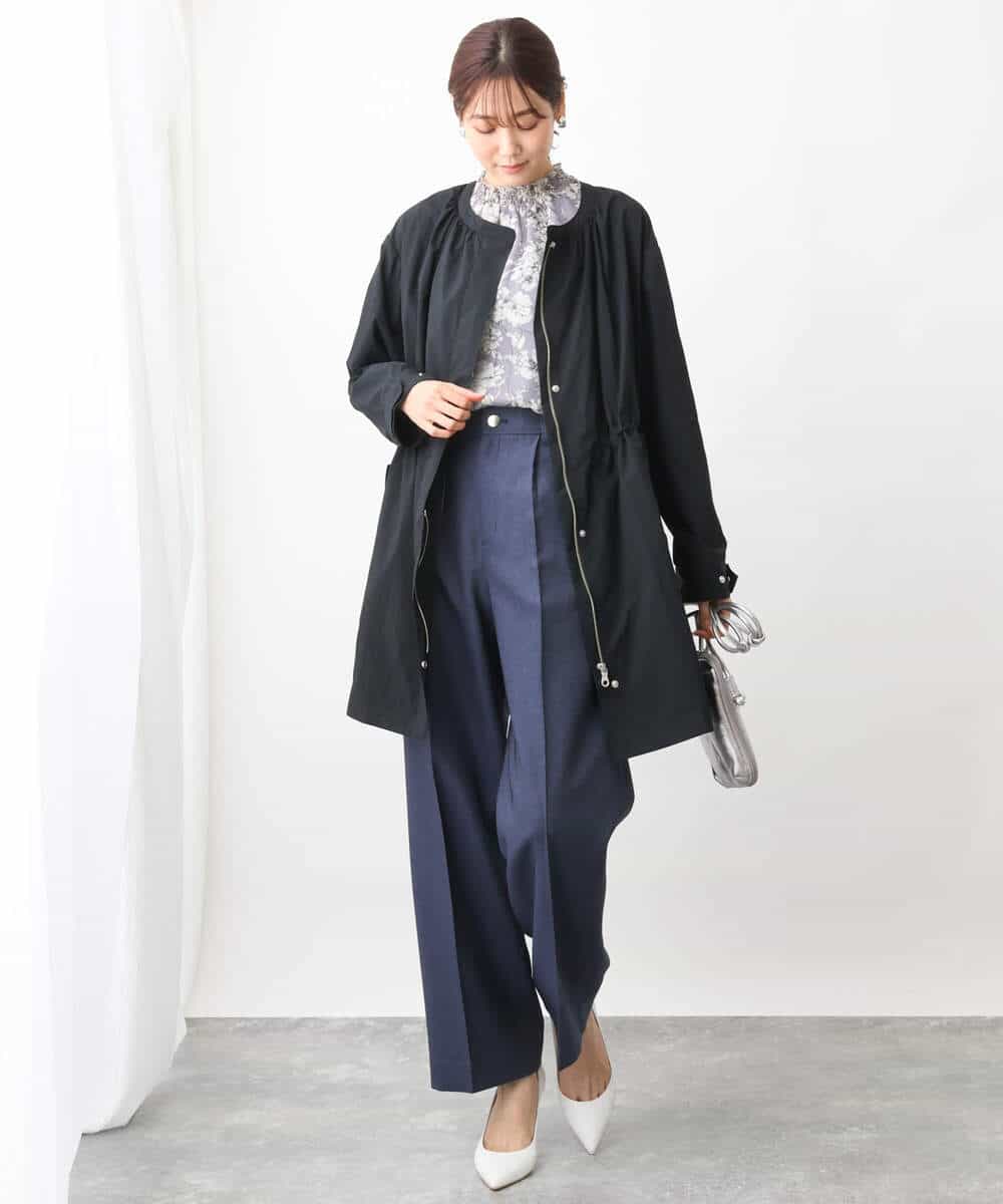 FKVDV10380 MK MICHEL KLEIN(MK ミッシェルクラン) ノーカラーナイロンコート×フード付き中綿ジレ ツインセット/3way アイボリー