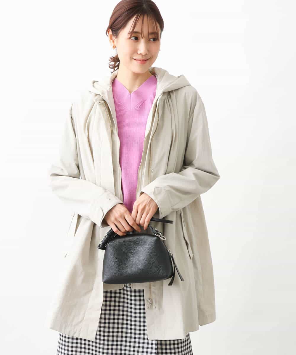 FKVDV10380 MK MICHEL KLEIN(MK ミッシェルクラン) ノーカラーナイロンコート×フード付き中綿ジレ ツインセット/3way アイボリー