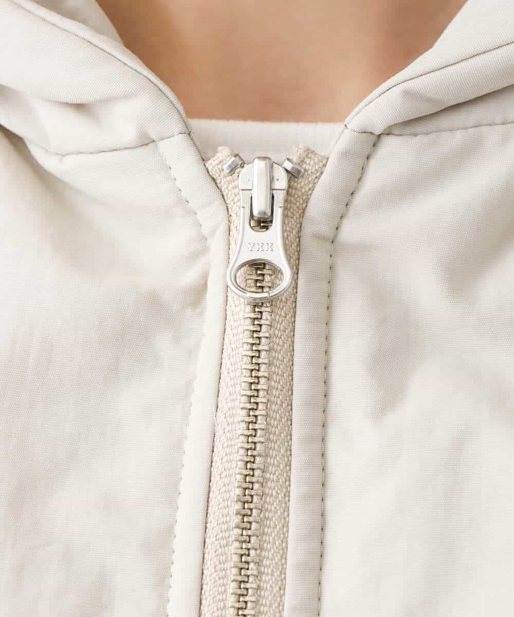 FKVDV10380 MK MICHEL KLEIN(MK ミッシェルクラン) ノーカラーナイロンコート×フード付き中綿ジレ ツインセット/3way アイボリー