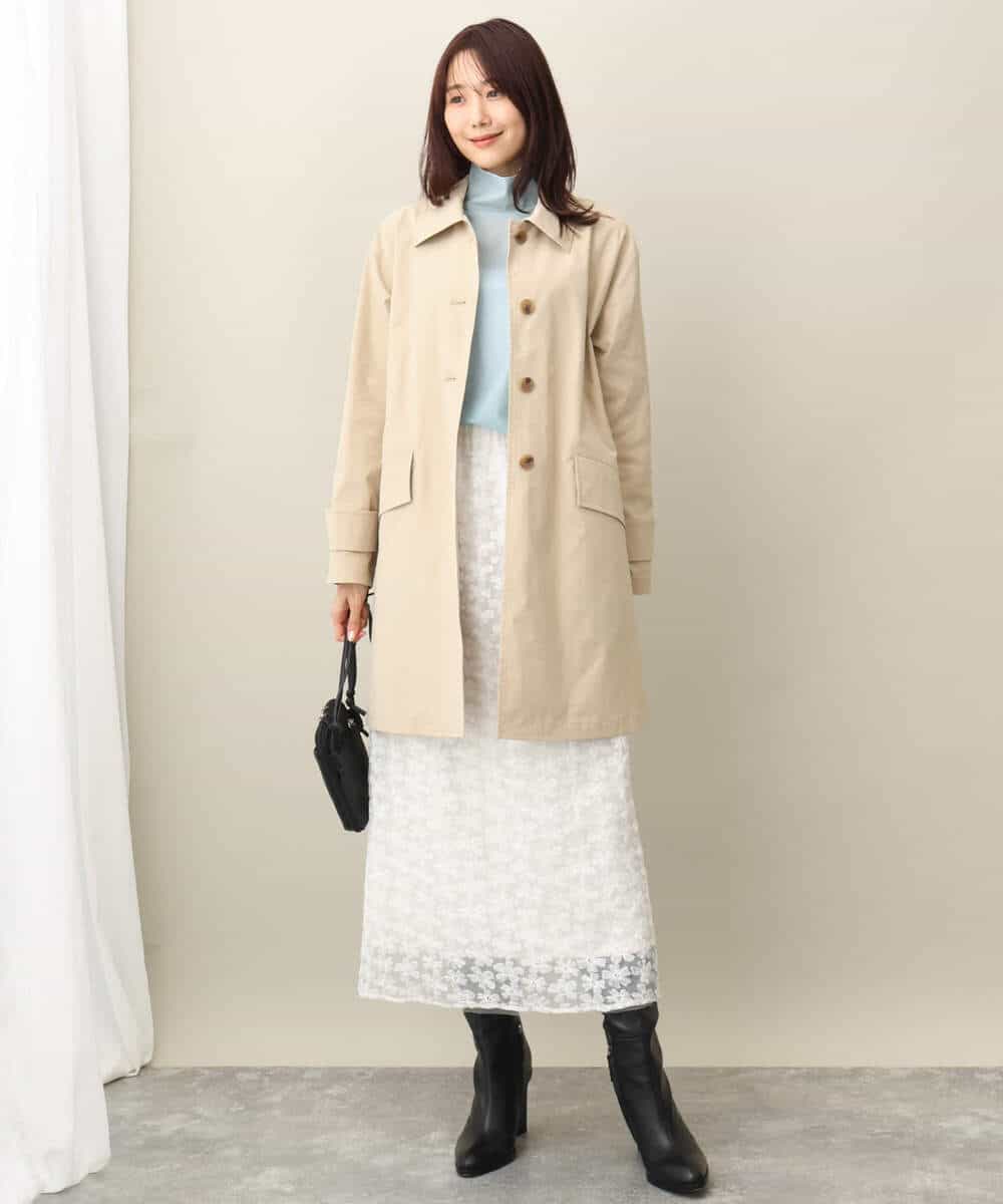 FKVFA01270 MK MICHEL KLEIN(MK ミッシェルクラン) ミドル丈ステンカラーコート/洗える ベージュ