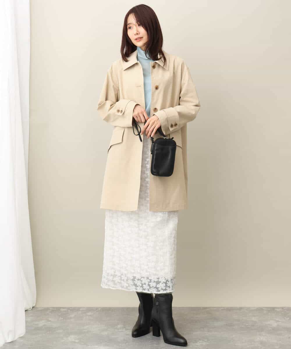 FKVFA01270 MK MICHEL KLEIN(MK ミッシェルクラン) ミドル丈ステンカラーコート/洗える ベージュ