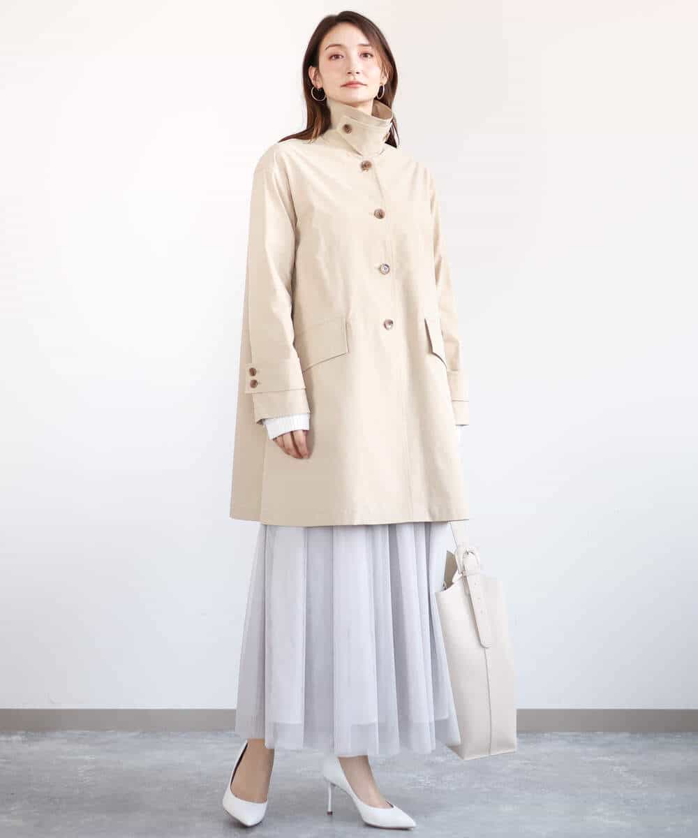 FKVFA01270 MK MICHEL KLEIN(MK ミッシェルクラン) ミドル丈ステンカラーコート/洗える ベージュ