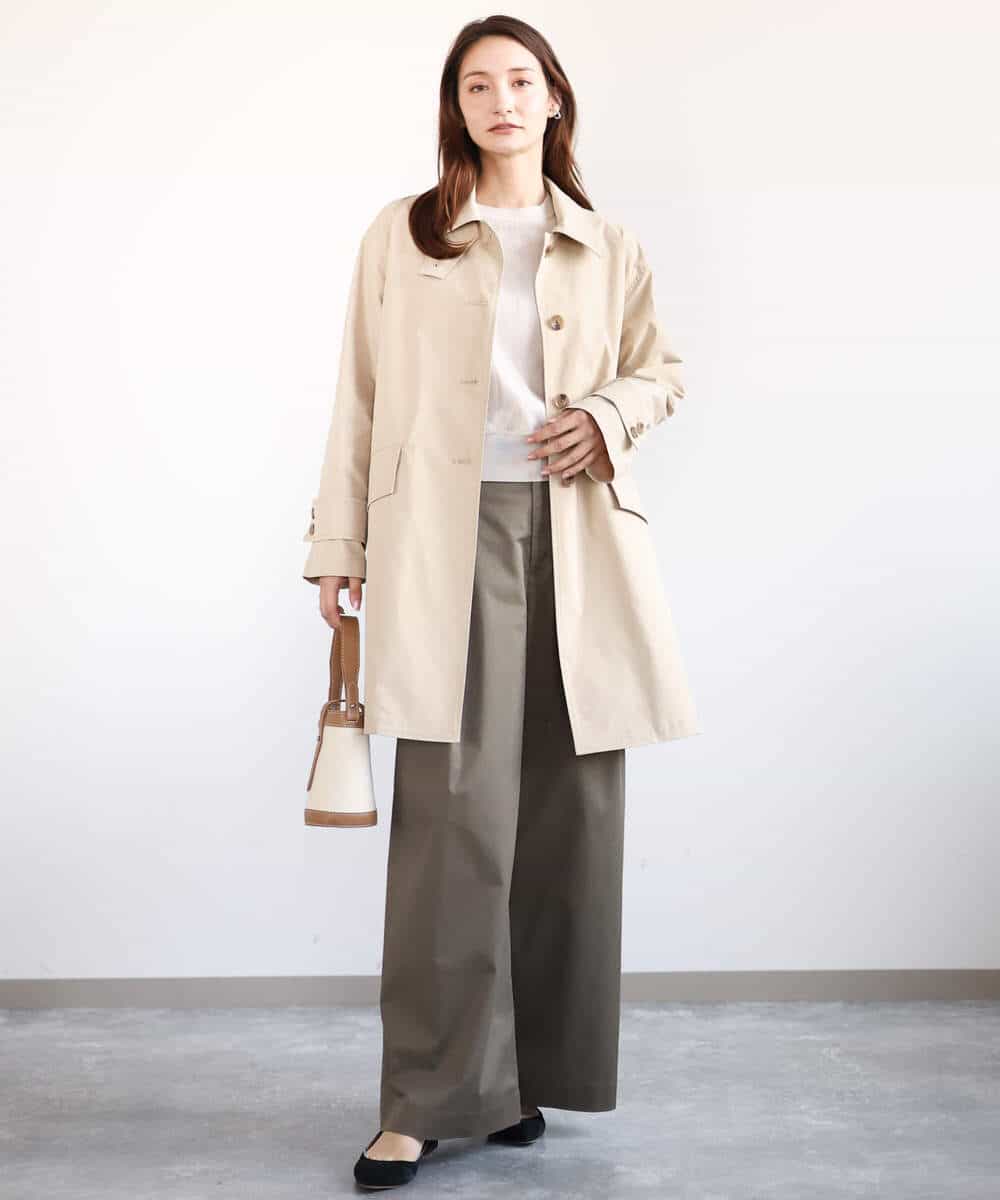 FKVFA01270 MK MICHEL KLEIN(MK ミッシェルクラン) ミドル丈ステンカラーコート/洗える ベージュ