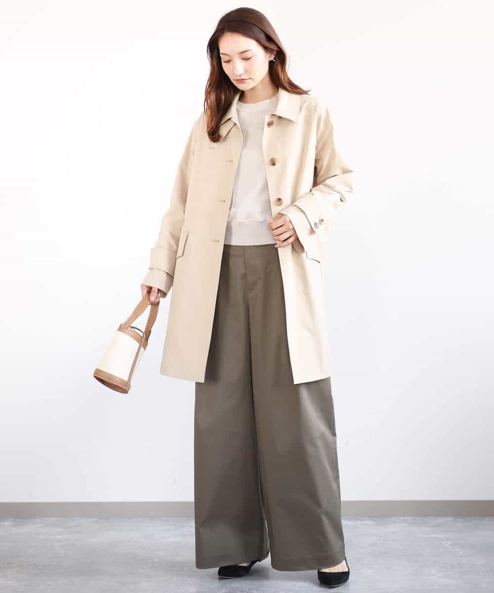FKVFA01270 MK MICHEL KLEIN(MK ミッシェルクラン) ミドル丈ステンカラーコート/洗える ベージュ